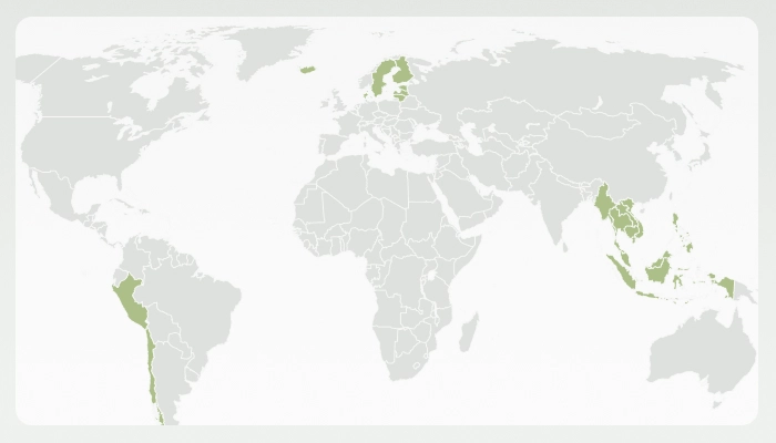 World map highlighting Norway, Iceland, Peru, Chile, and Southeast Asia as key regions for sustainable fish oil production.