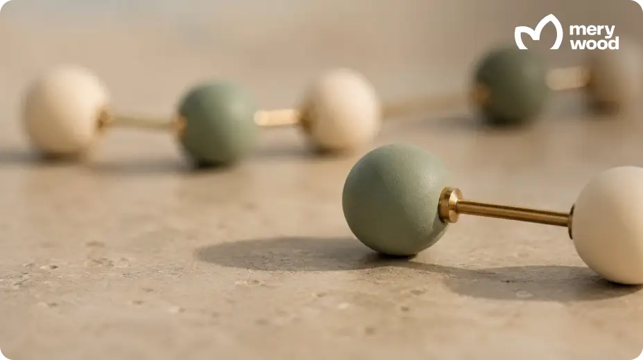 Macro view of a minimalist ball-and-stick model representing amino acids linked into a short peptide chain.